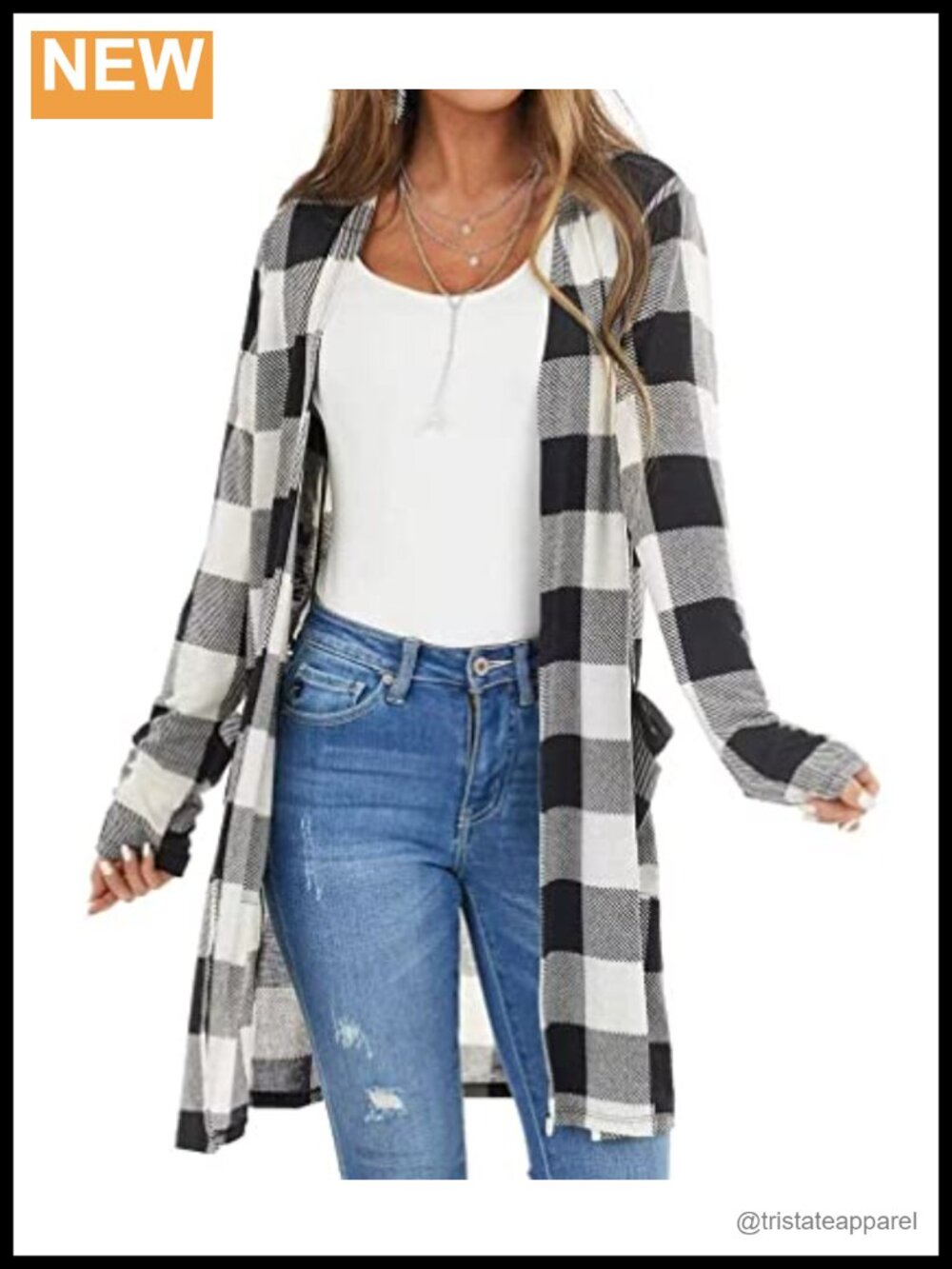 Lacozy Womens Open Front Plaid Cardigan Long Sleeve V Neck Loose Fit